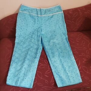 Bamboo Traders Blue Metallic Designer Capris
